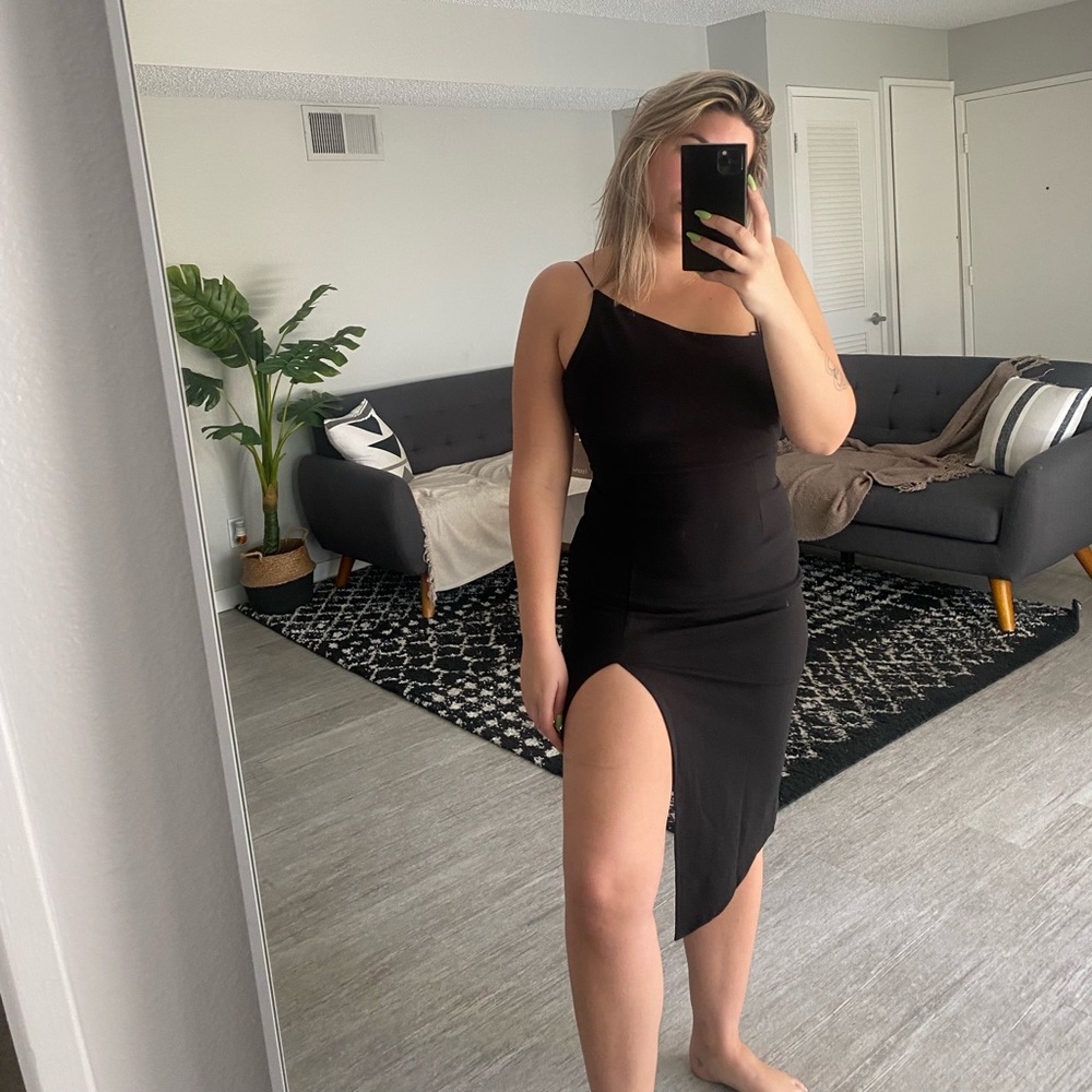 Showpo Life Changing black dress with slit